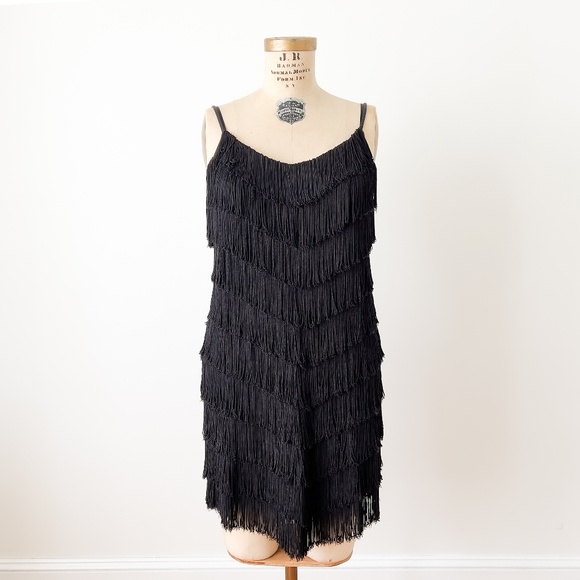 Vintage Le Chateau Fringe Flapper Dress Whimsigoth Grunge - XS - Picture 1 of 10